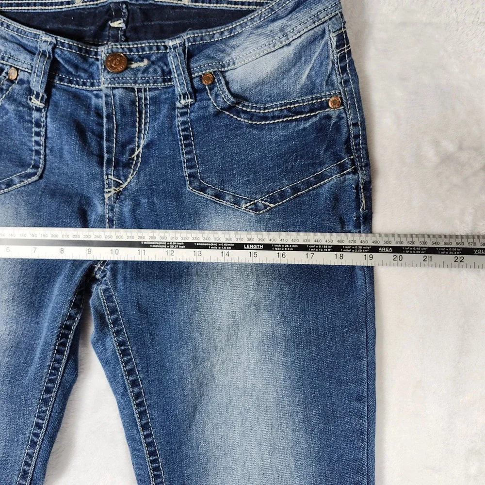 WallFlower Bootcut Jeans Women Size 11 Blue Excellent Contrast Stitching‎ Y2K
